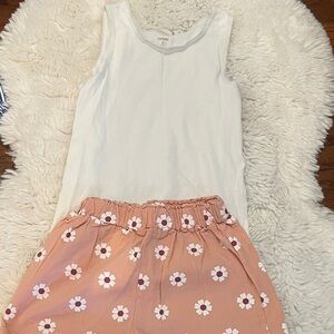 Carter's White Cotton Top with flower shorts!